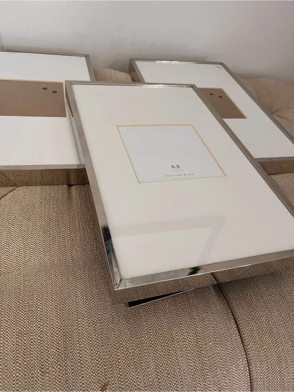 Lot 3 Pottery Barn Silver Metal Picture Frames 16x10 - Holds 5x5 Photos Mint